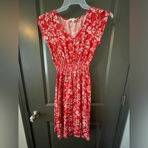 Indigo Rose Red Floral Midi Dress